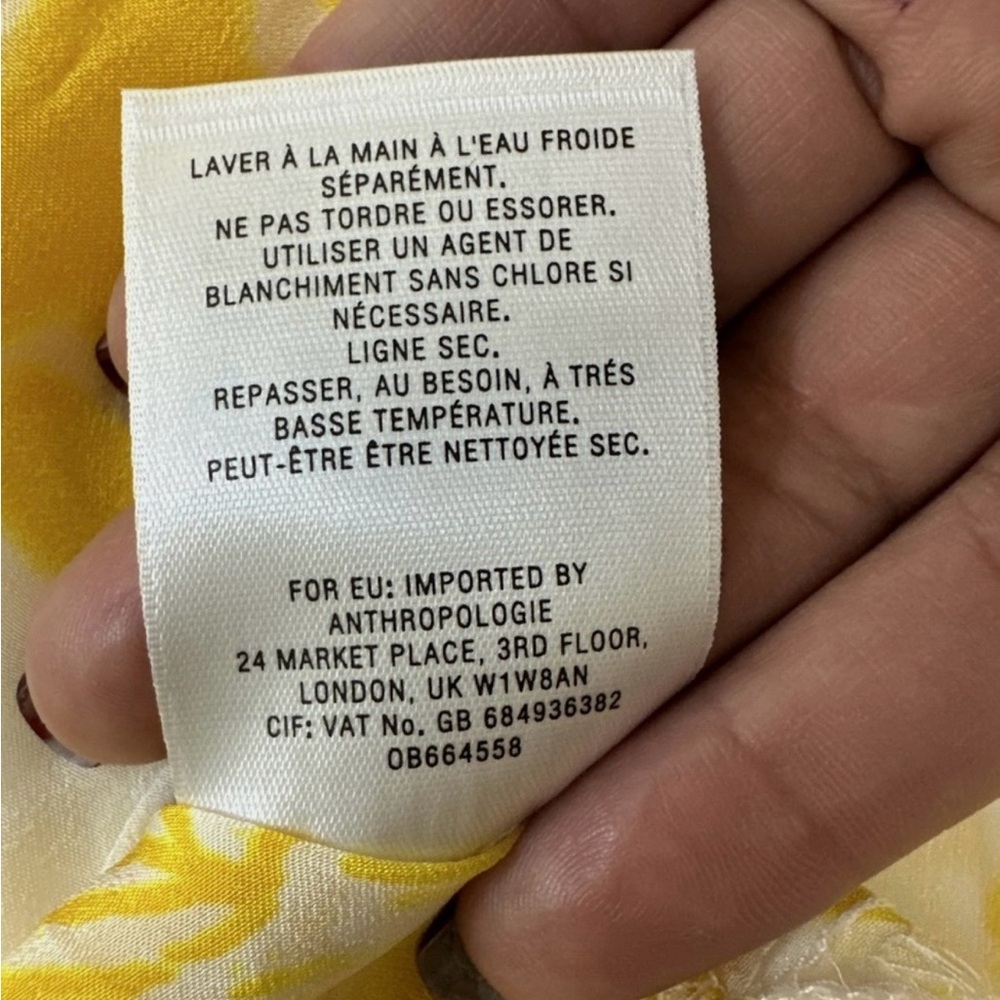 Anthropologie Lilka Nadyia Printed Caftan XS | Yellow Semi Sheer Beach Cover Up - Picture 14 of 15